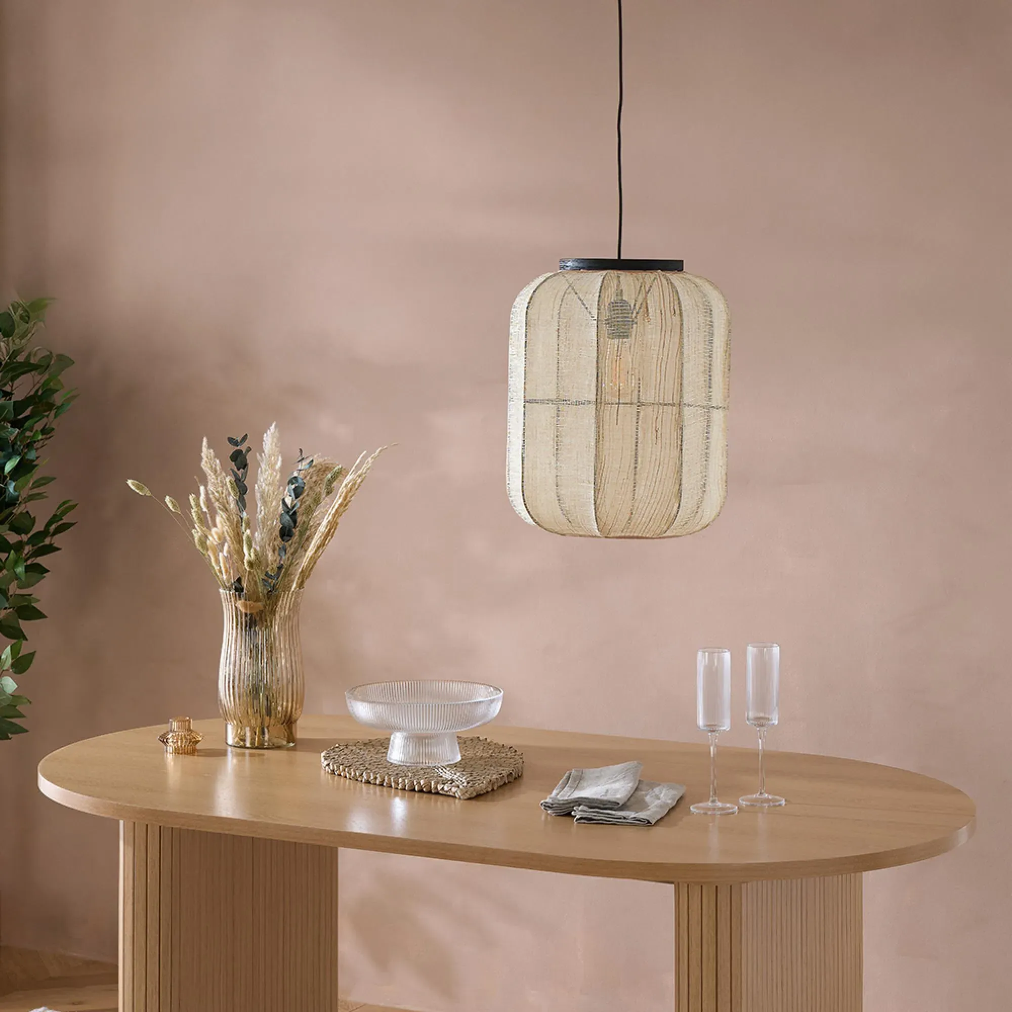 Axel Fluted 6 Seater Oval Dining Table - Oak