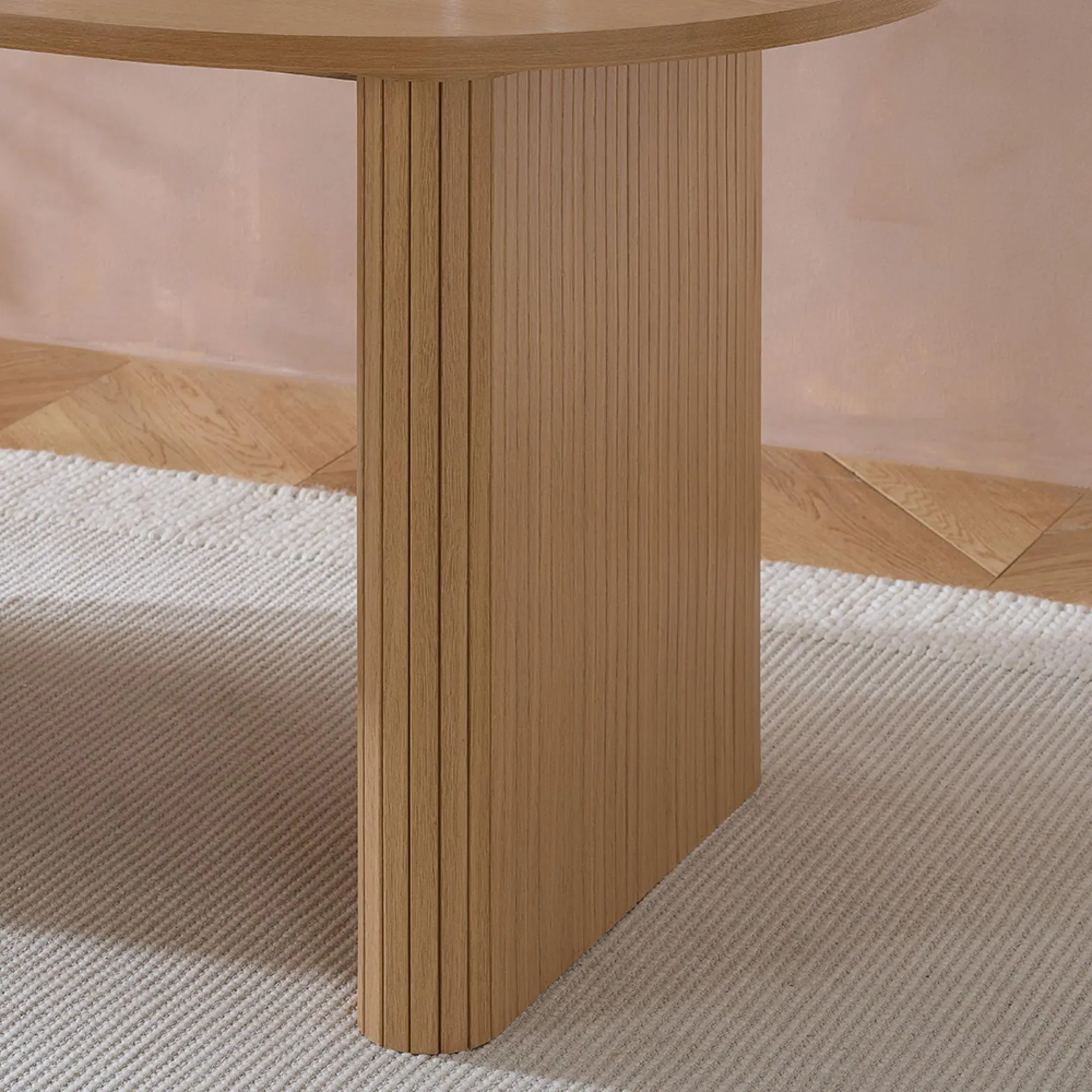 Axel Fluted 6 Seater Oval Dining Table - Oak