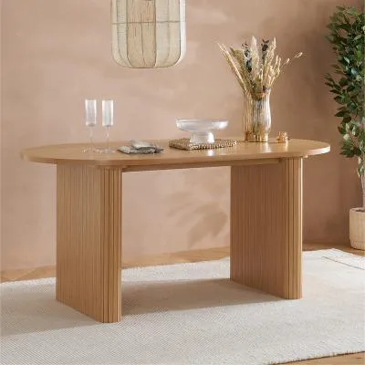 Axel Fluted 6 Seater Oval Dining Table - Oak image
