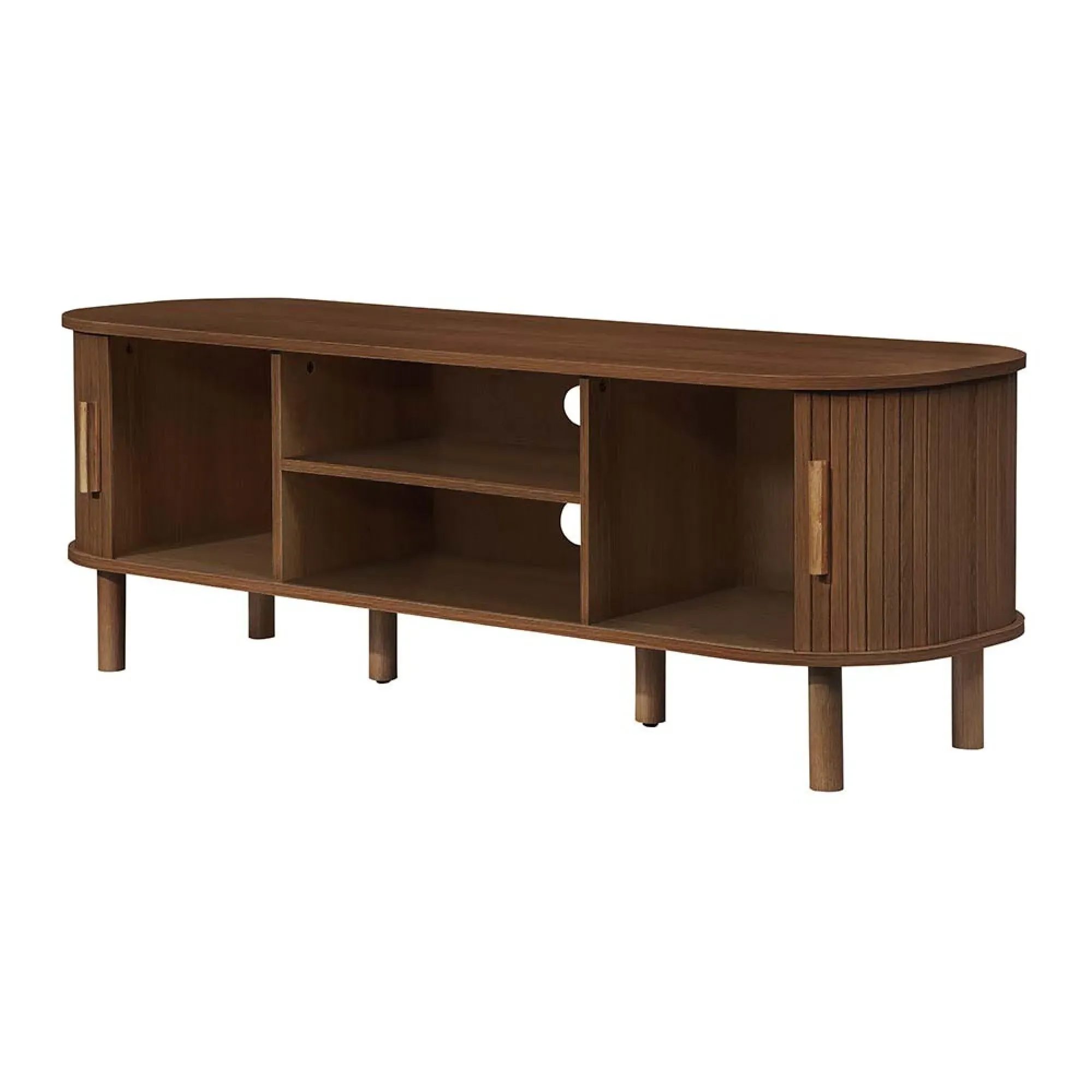 Axel Fluted Curved TV Unit - Walnut