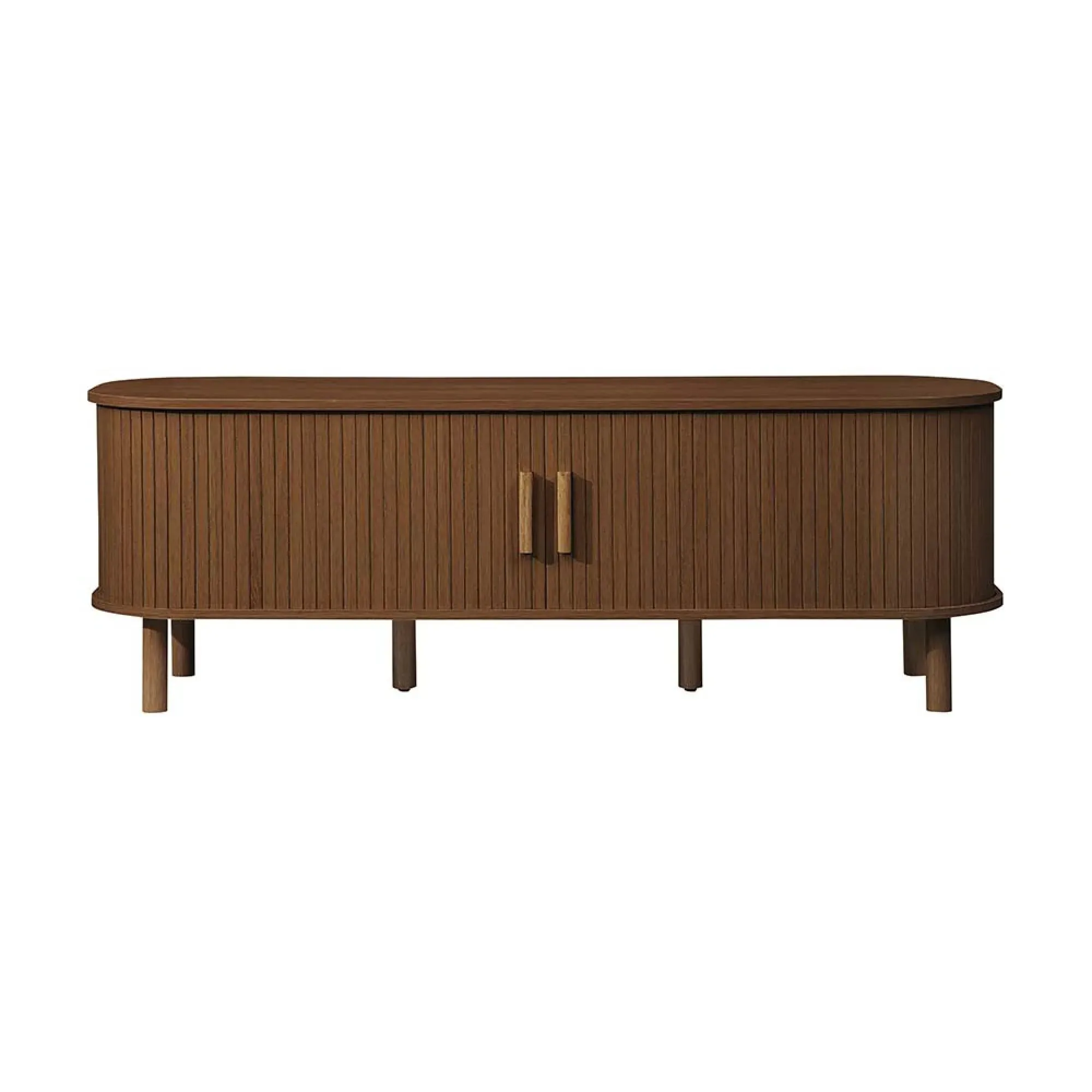 Axel Fluted Curved TV Unit - Walnut