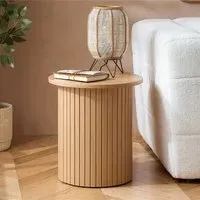 Axel Fluted Round Side Table - Oak