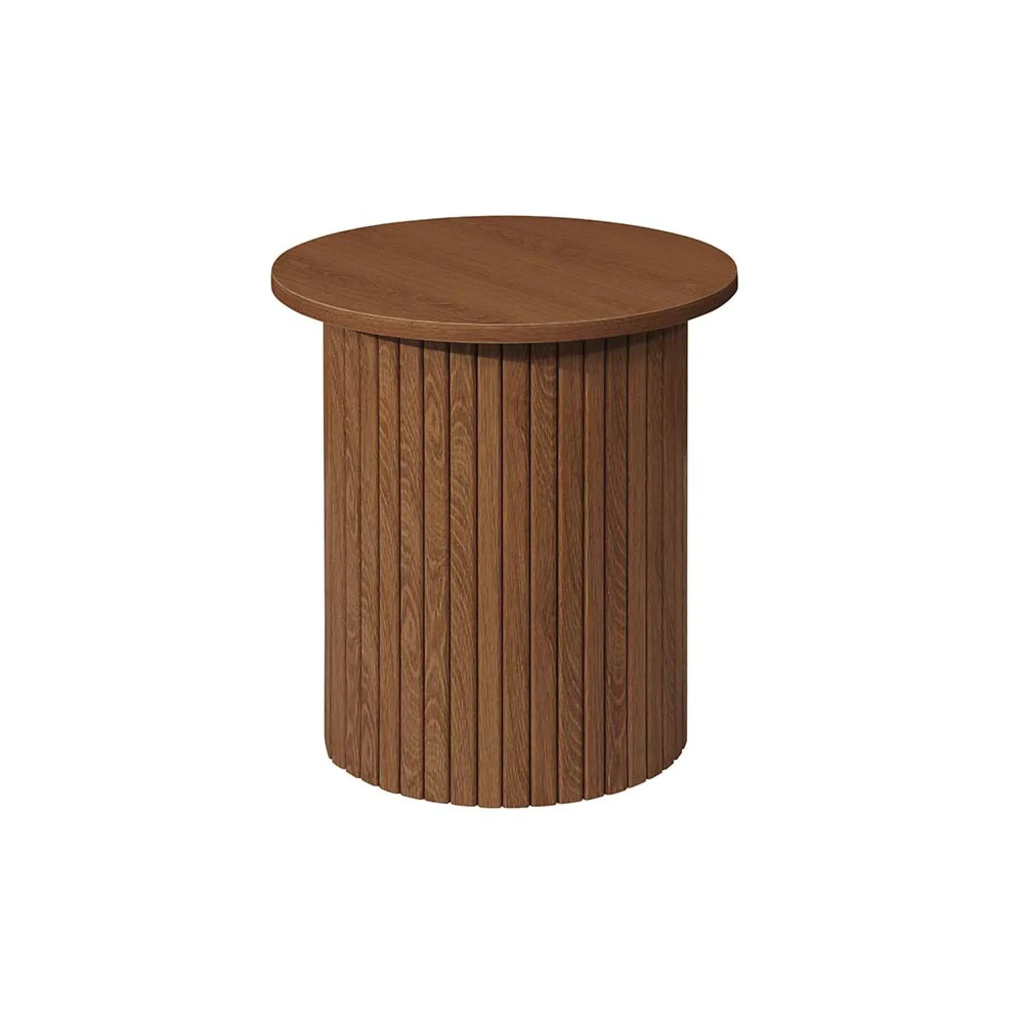Axel Fluted Round Side Table - Walnut