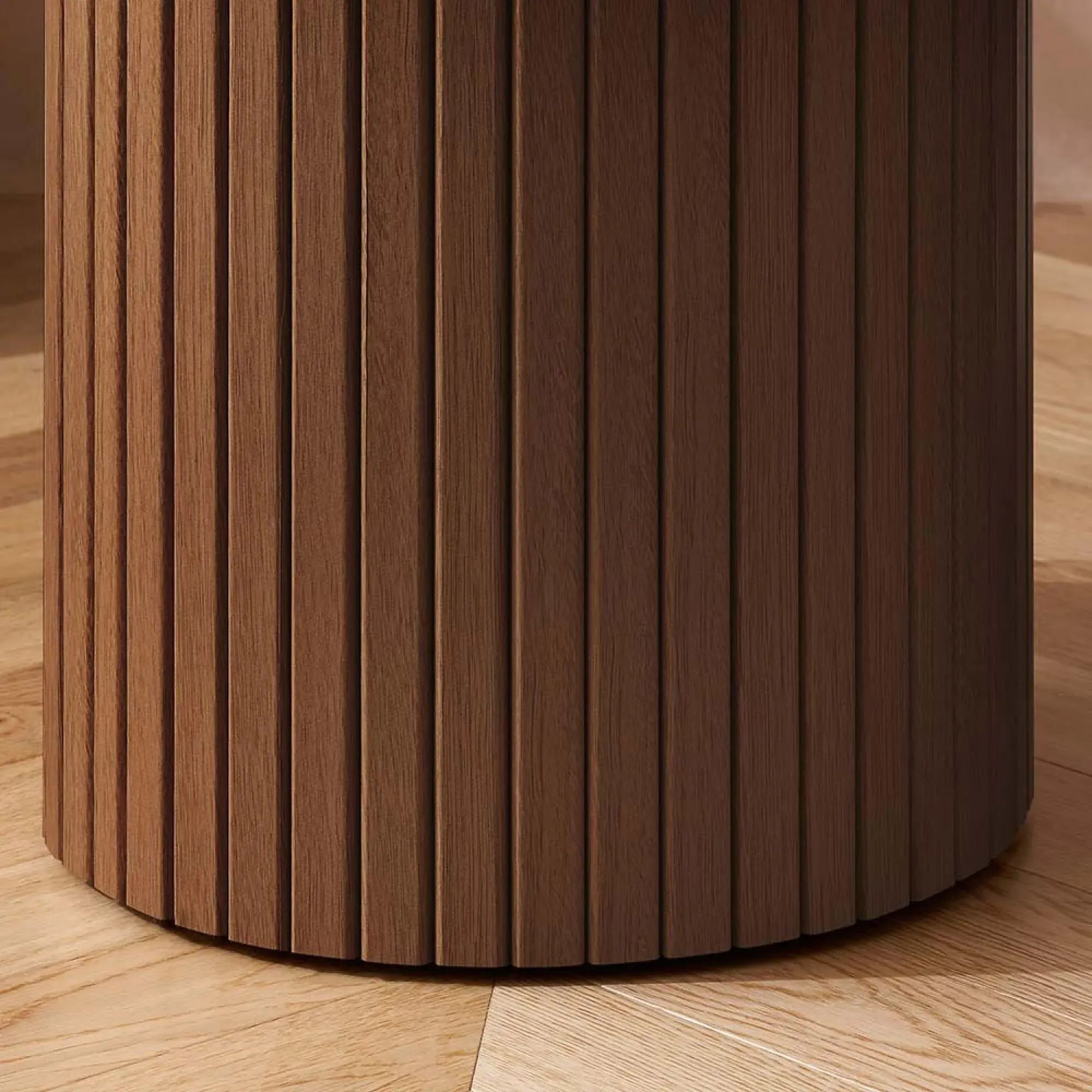 Axel Fluted Round Side Table - Walnut