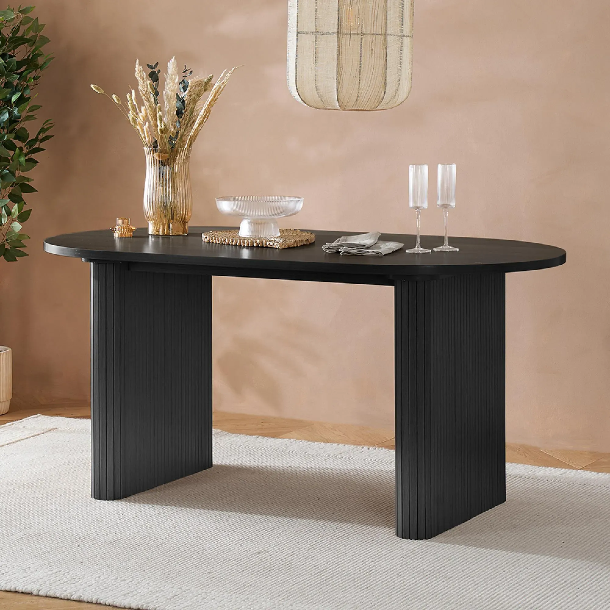 Axel Oval Dining Set with 4 Chairs - Black