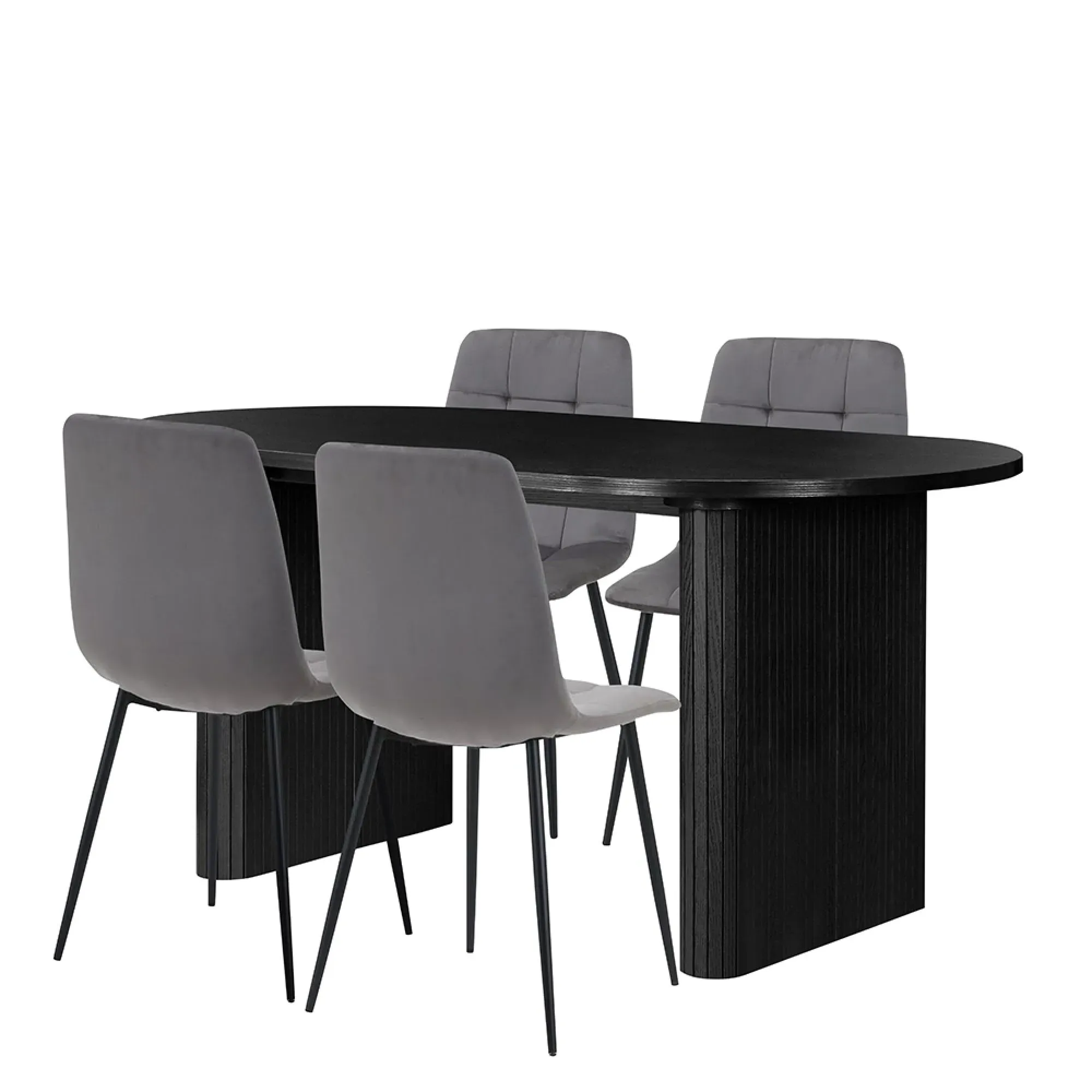 Axel Oval Dining Set with 4 Chairs - Black