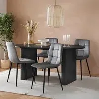 Axel Oval Dining Set with 4 Chairs - Black