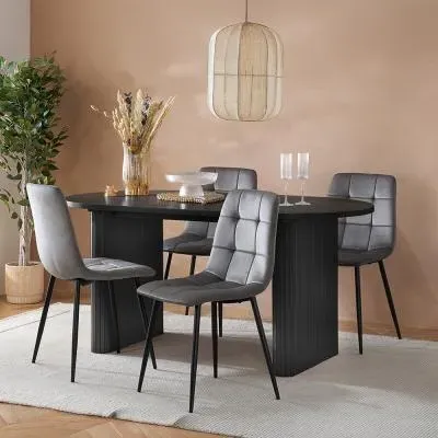 Axel Oval Dining Set with 4 Chairs - Black image