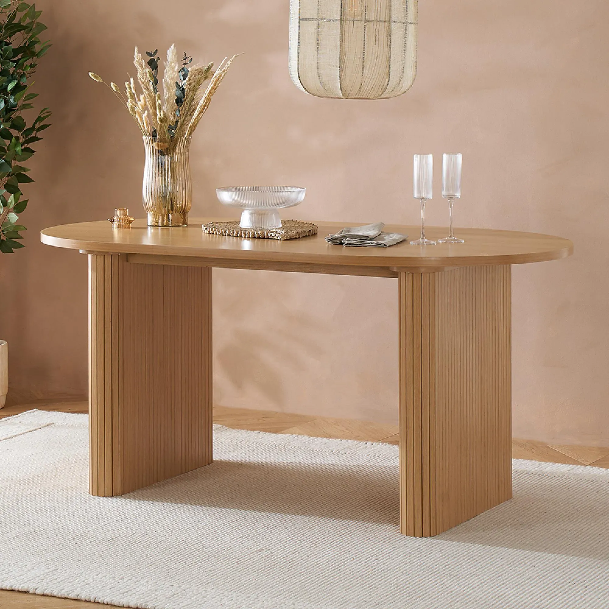 Axel Oval Dining Set with 4 Chairs - Oak