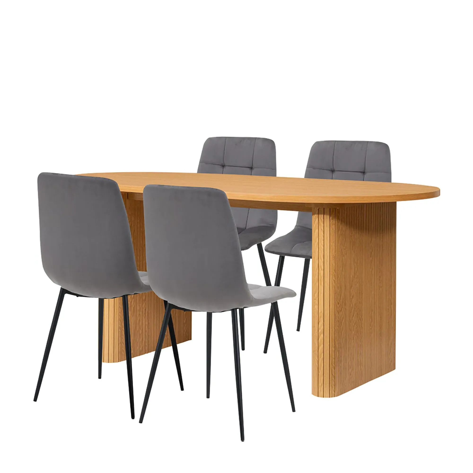 Axel Oval Dining Set with 4 Chairs - Oak