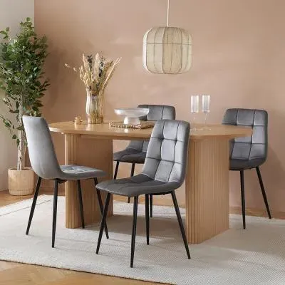 Axel Oval Dining Set with 4 Chairs - Oak