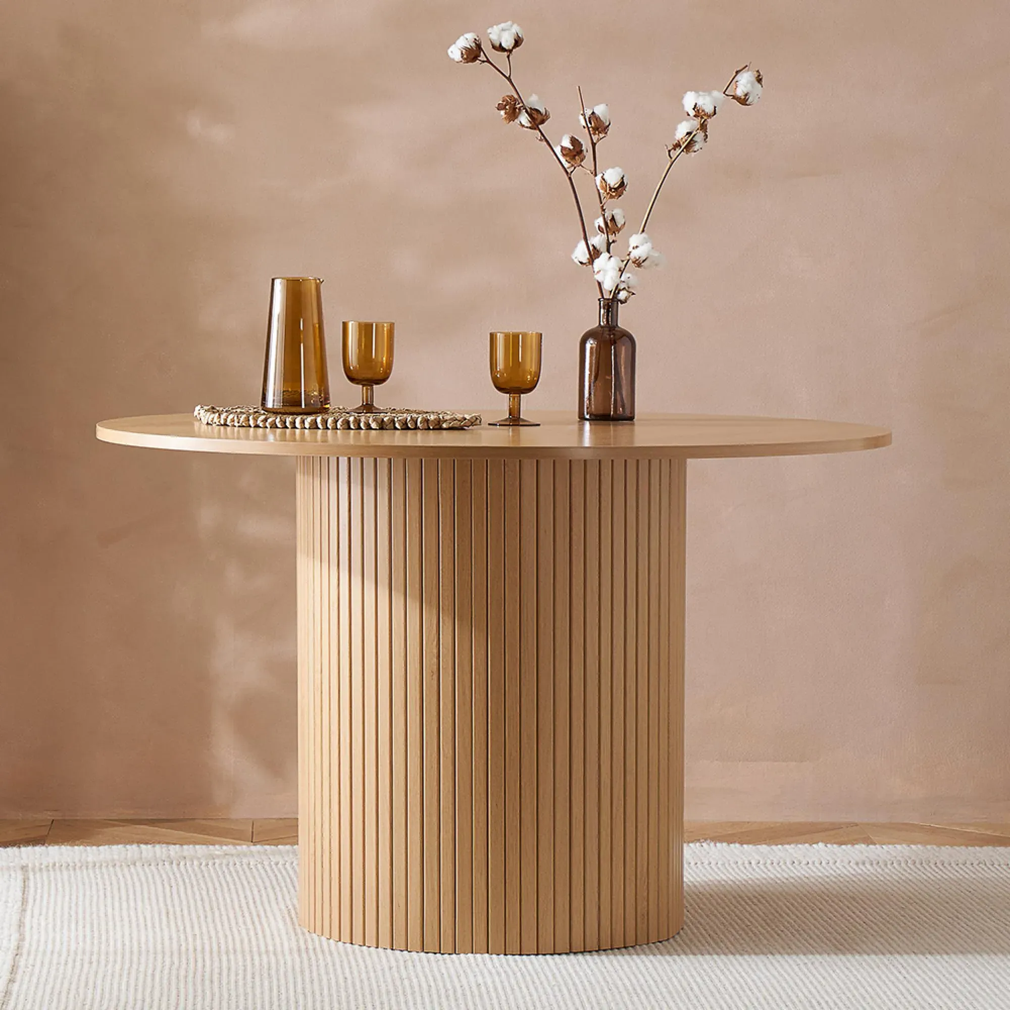 Axel Round Dining Set with 4 Chairs - Oak