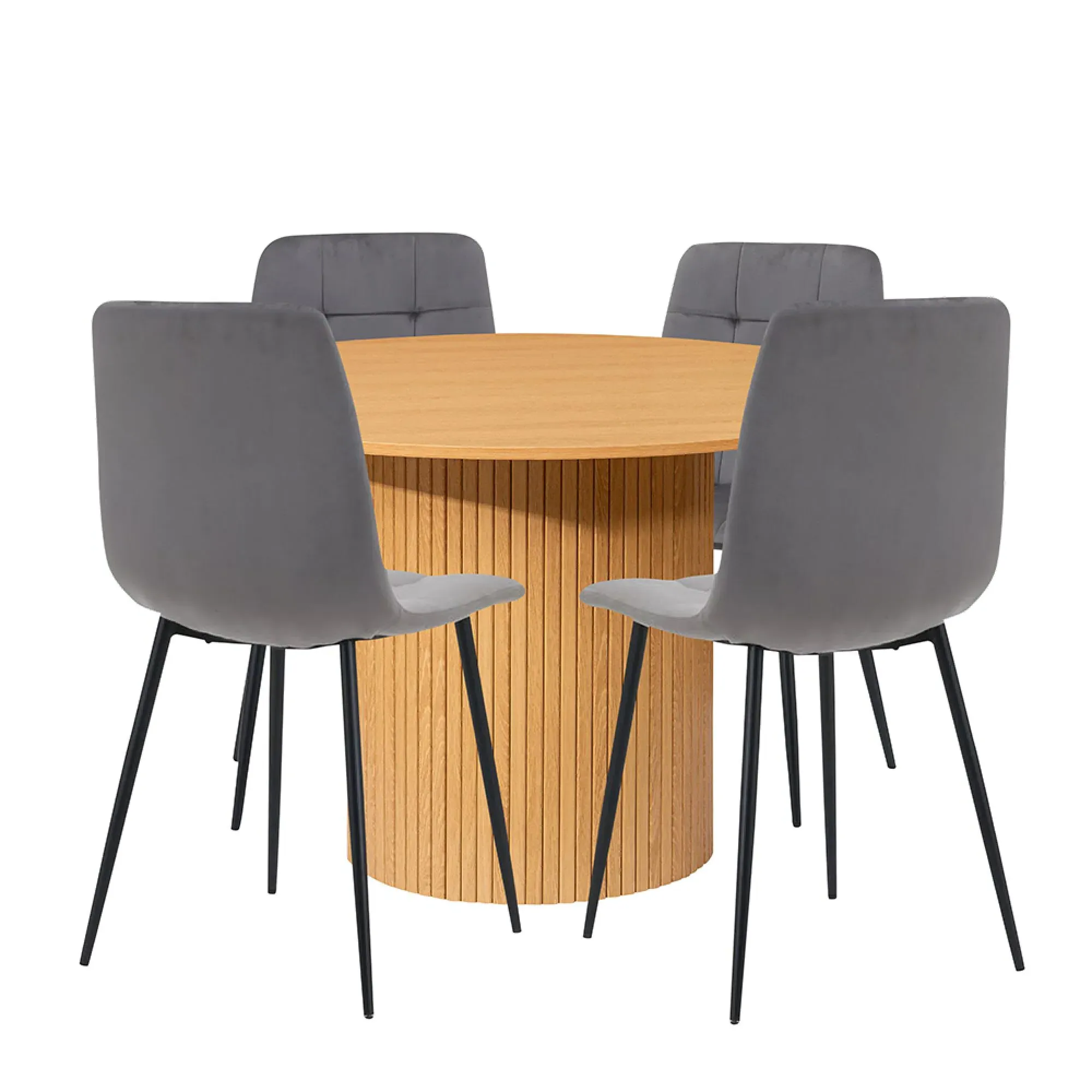Axel Round Dining Set with 4 Chairs - Oak