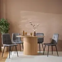 Axel Round Dining Set with 4 Chairs - Oak