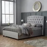 Balmoral Velvet Fabric Bed - Grey