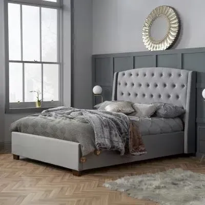 Balmoral Velvet Fabric Bed - Grey