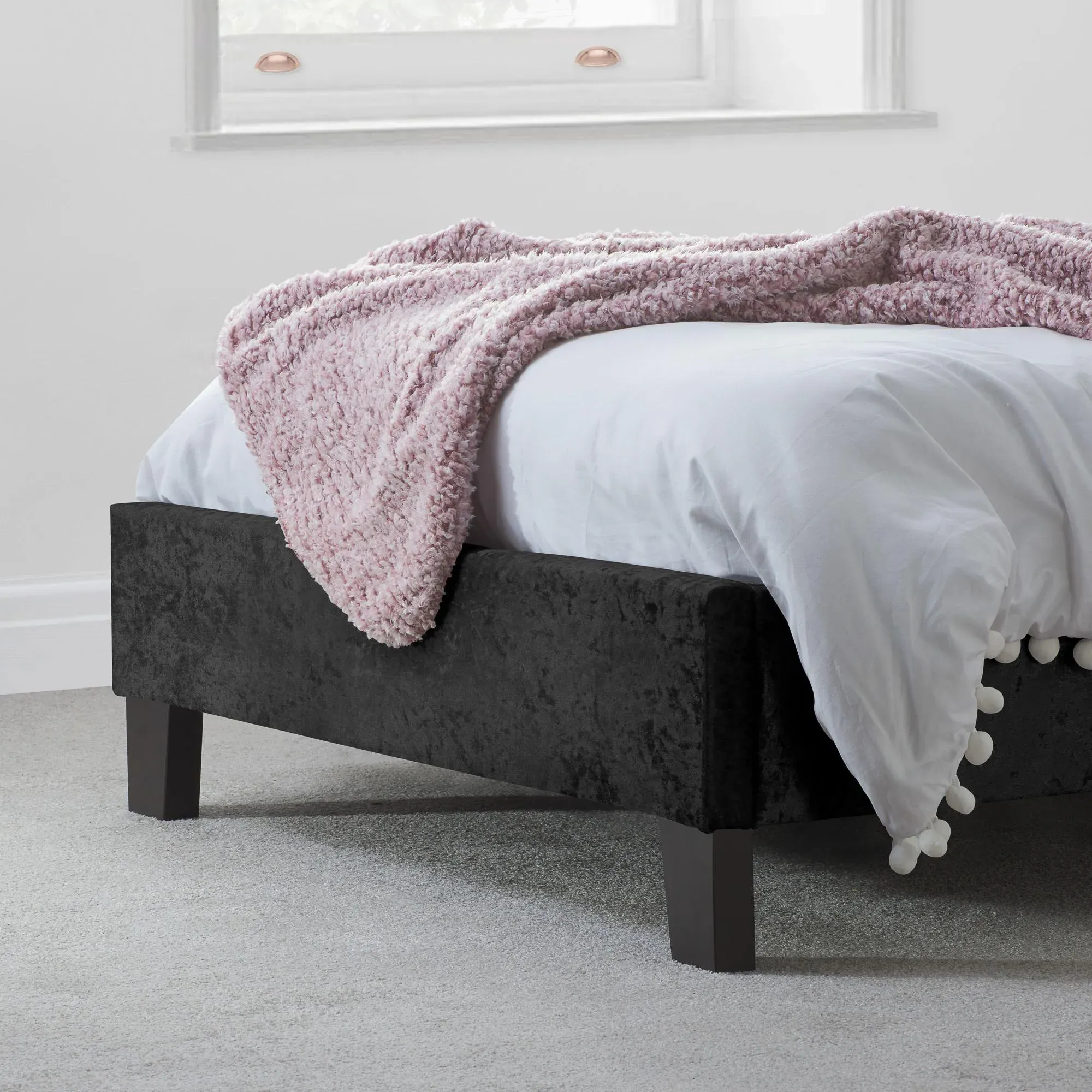 Berlin Bed Frame - Black, Crushed Velvet