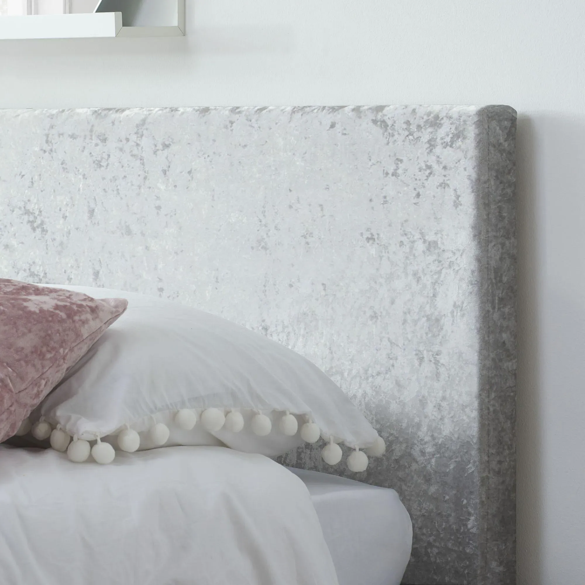 Berlin Bed Frame - Steel, Crushed Velvet