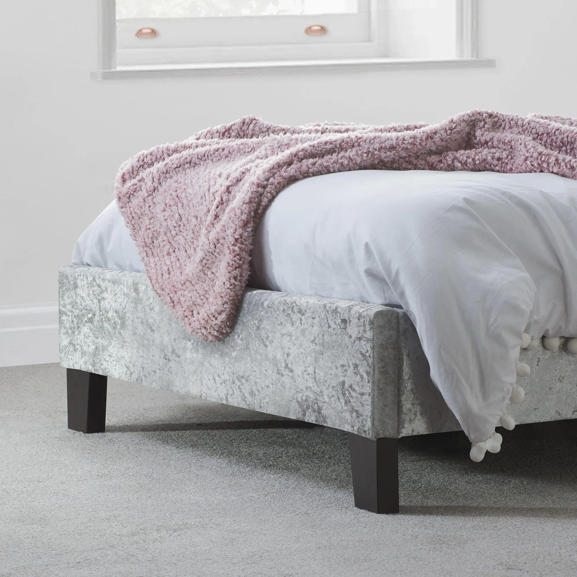 Berlin Bed Frame - Steel, Crushed Velvet