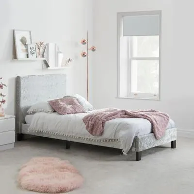Berlin Bed Frame - Steel, Crushed Velvet