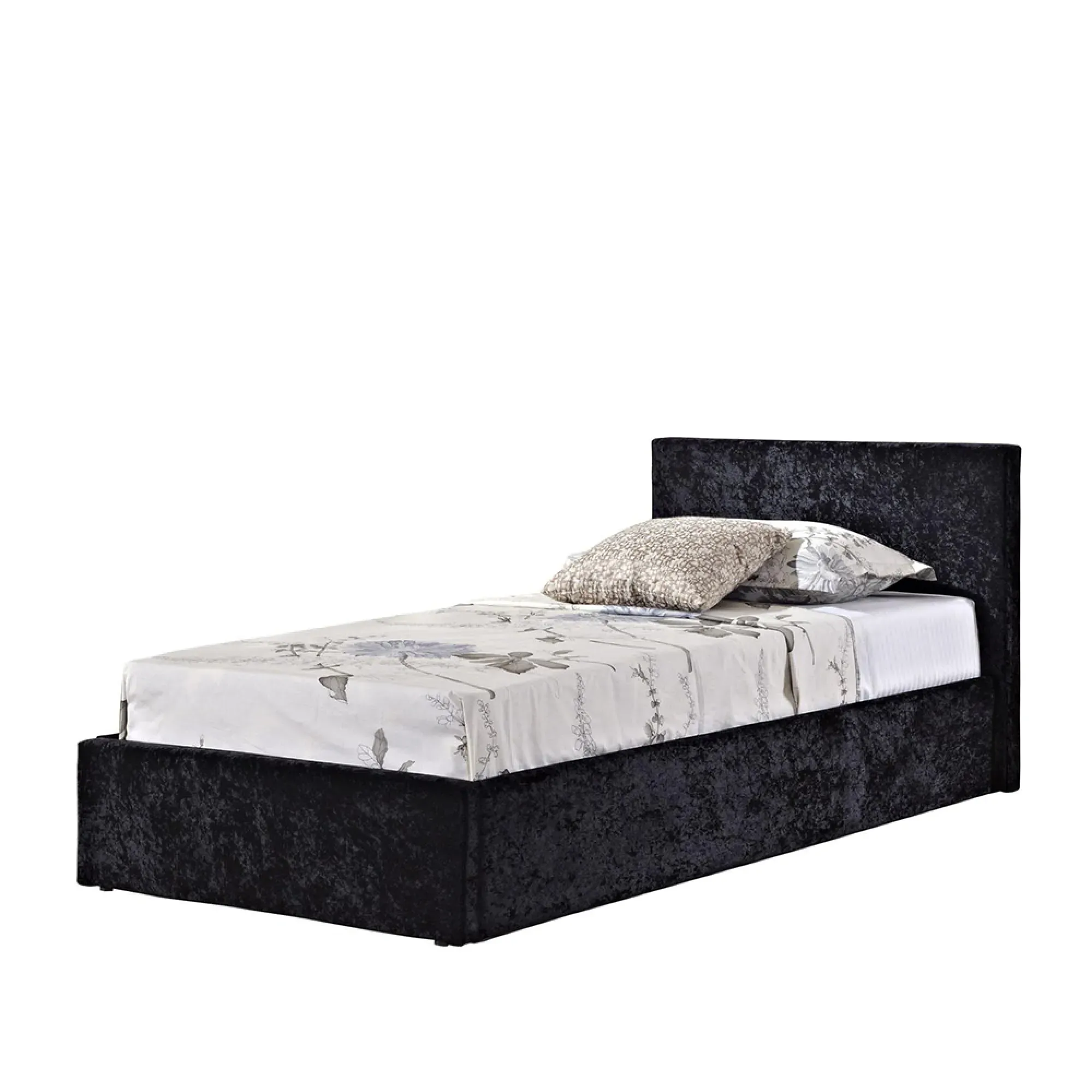 Berlin Ottoman Storage Bed - Black, Crushed Velvet