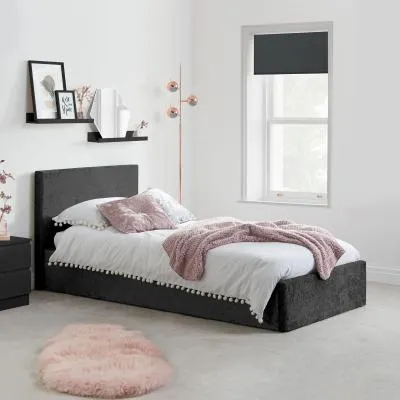 Berlin Ottoman Storage Bed - Black, Crushed Velvet image