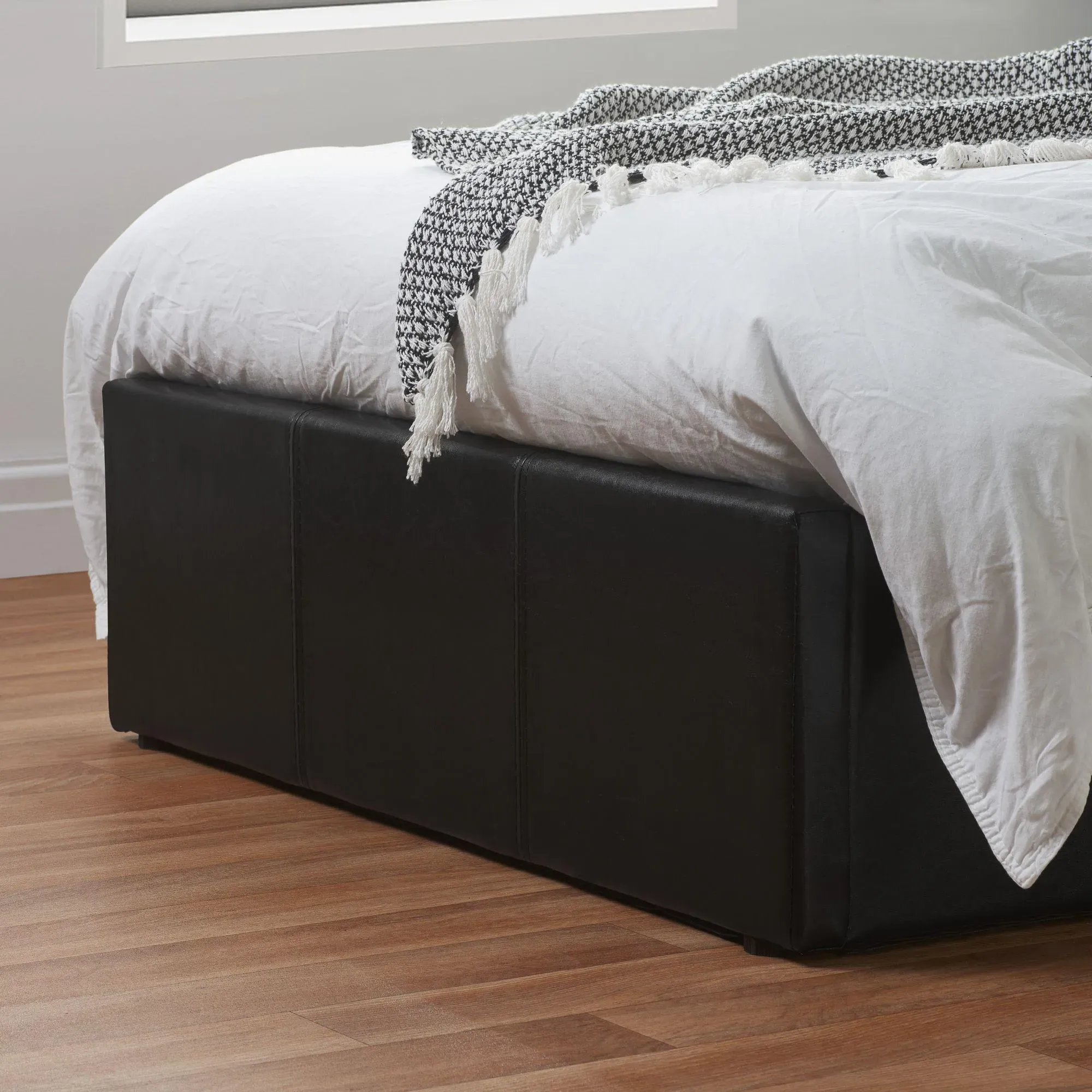 Berlin Ottoman Storage Bed - Black, Faux Leather