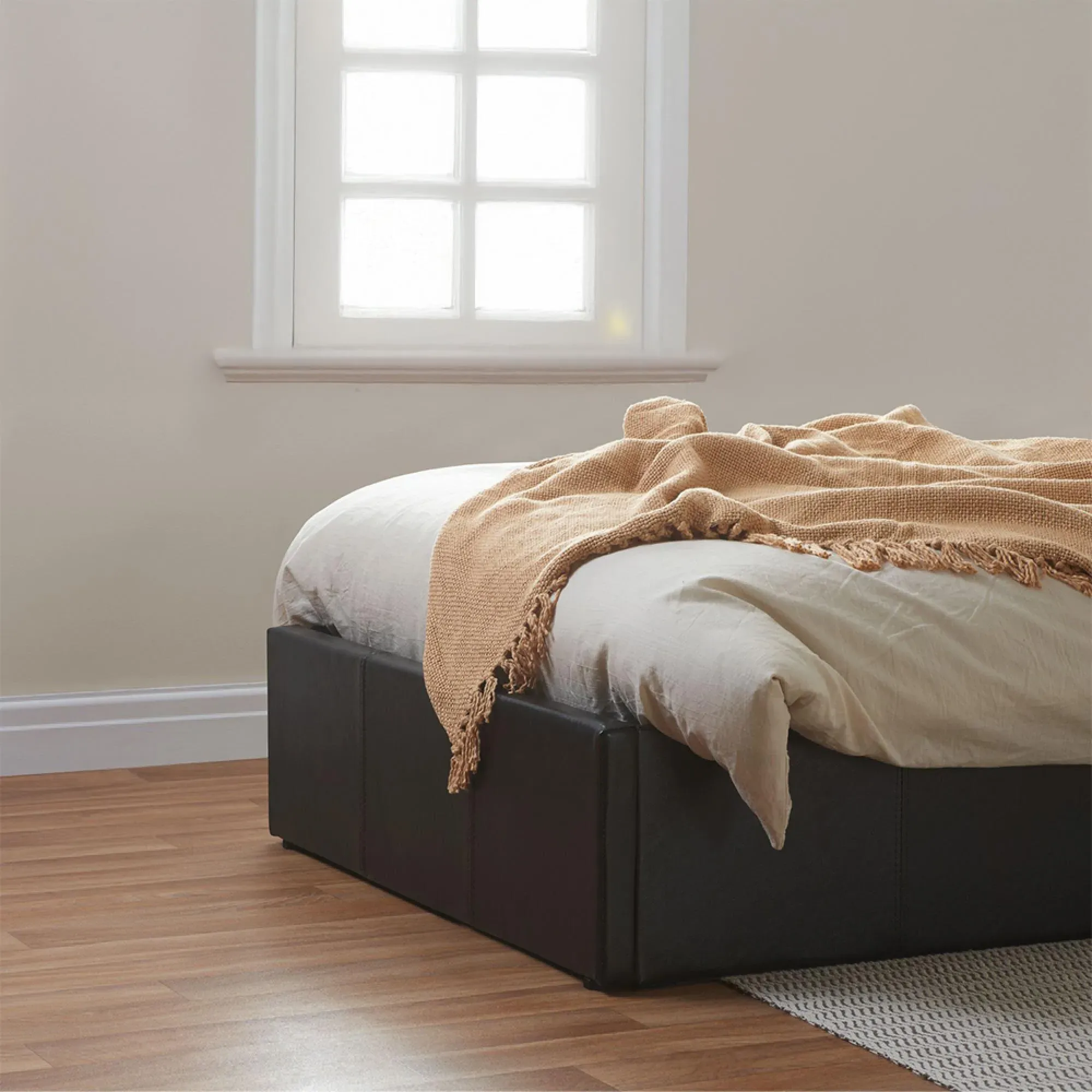 Berlin Ottoman Storage Bed - Brown, Faux Leather