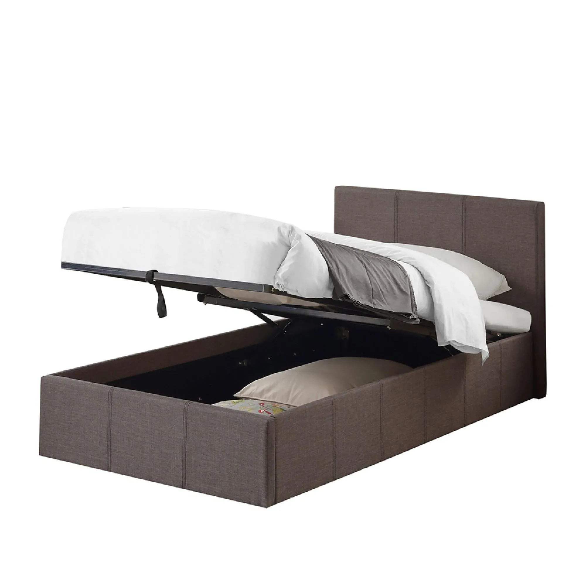 Berlin Ottoman Storage Bed - Grey, Fabric
