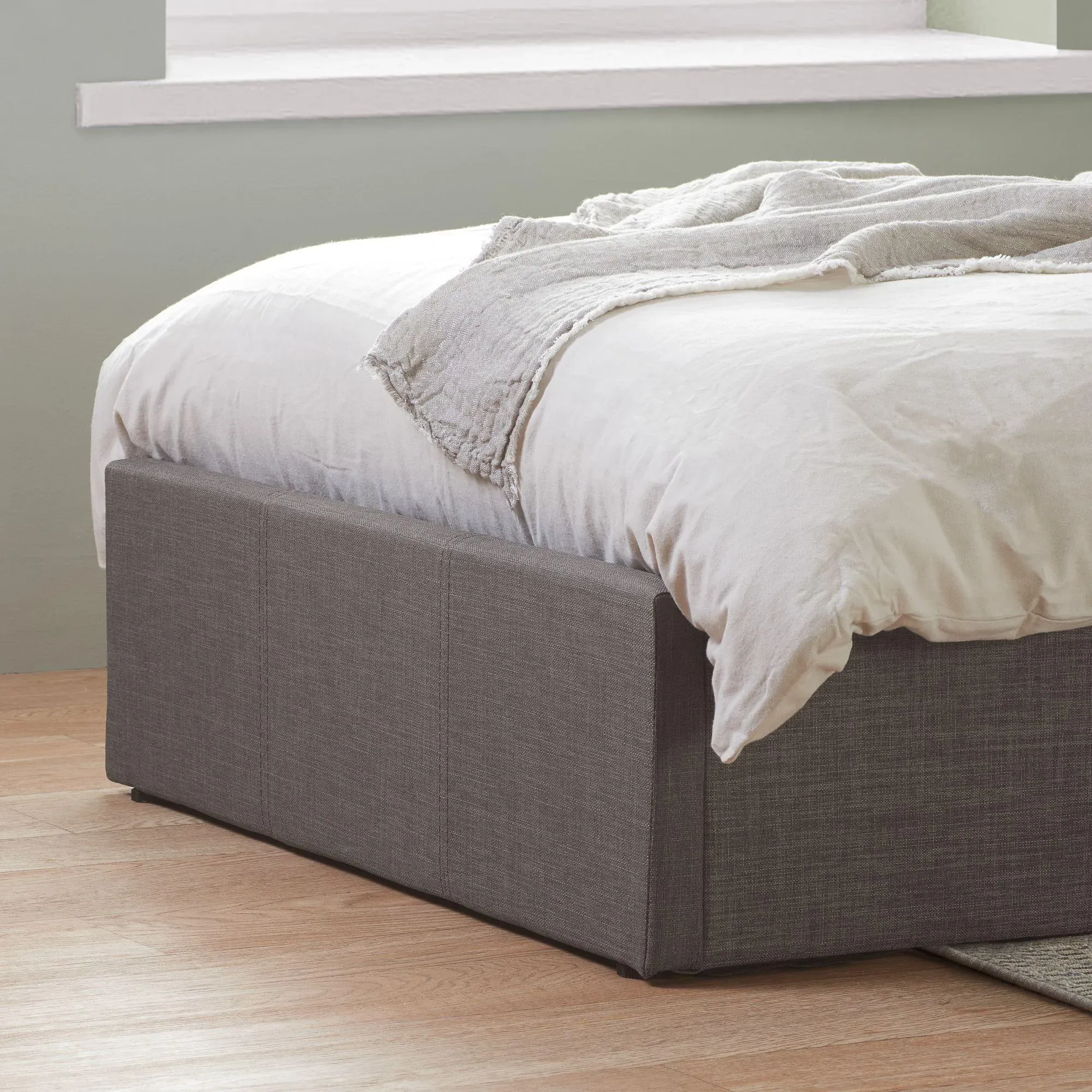 Berlin Ottoman Storage Bed - Grey, Fabric
