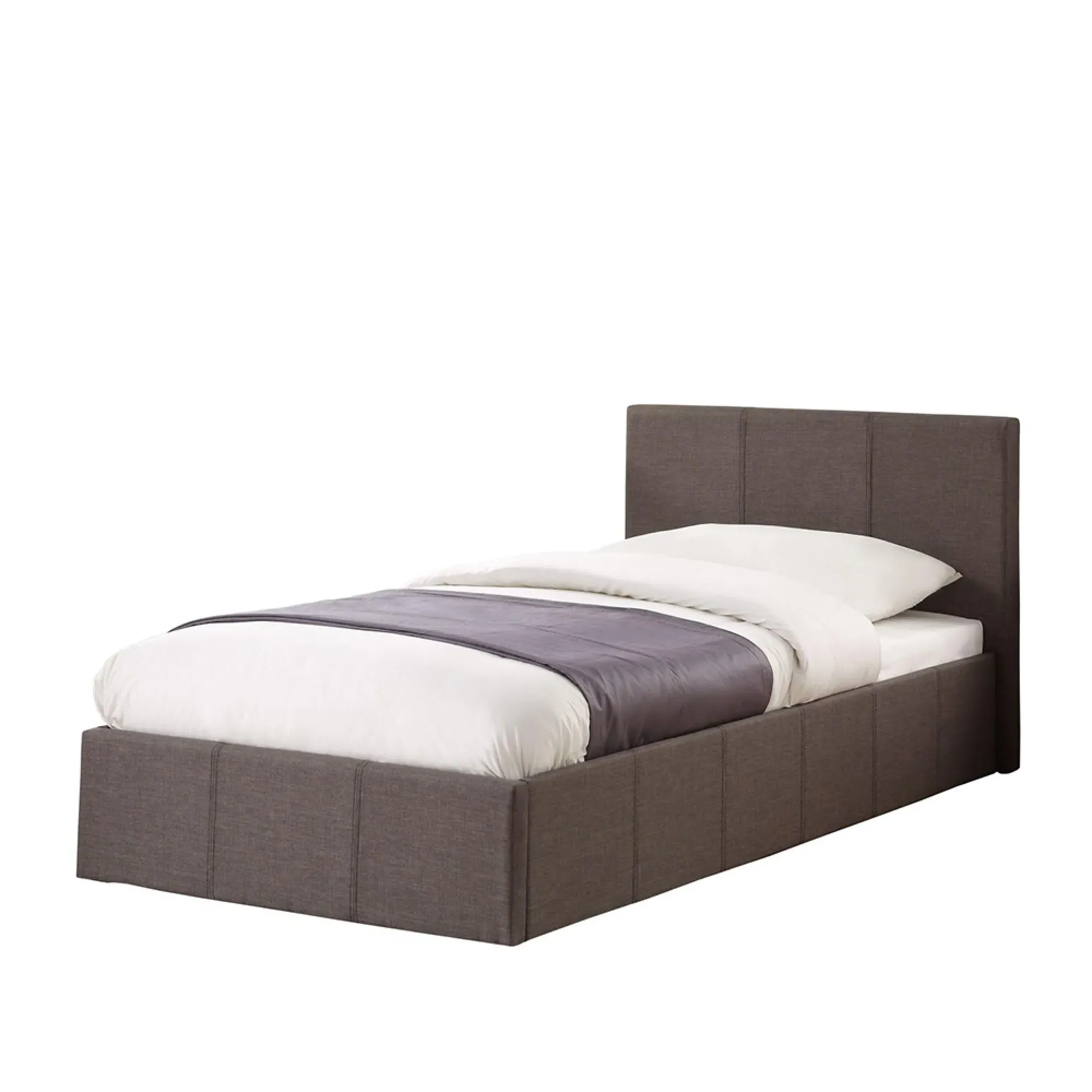 Berlin Ottoman Storage Bed - Grey, Fabric