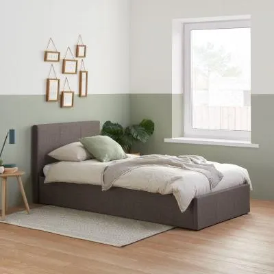 Berlin Ottoman Storage Bed - Grey, Fabric