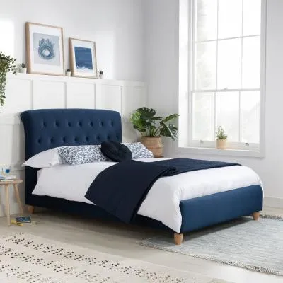 Brompton Fabric Bed - Midnight Blue