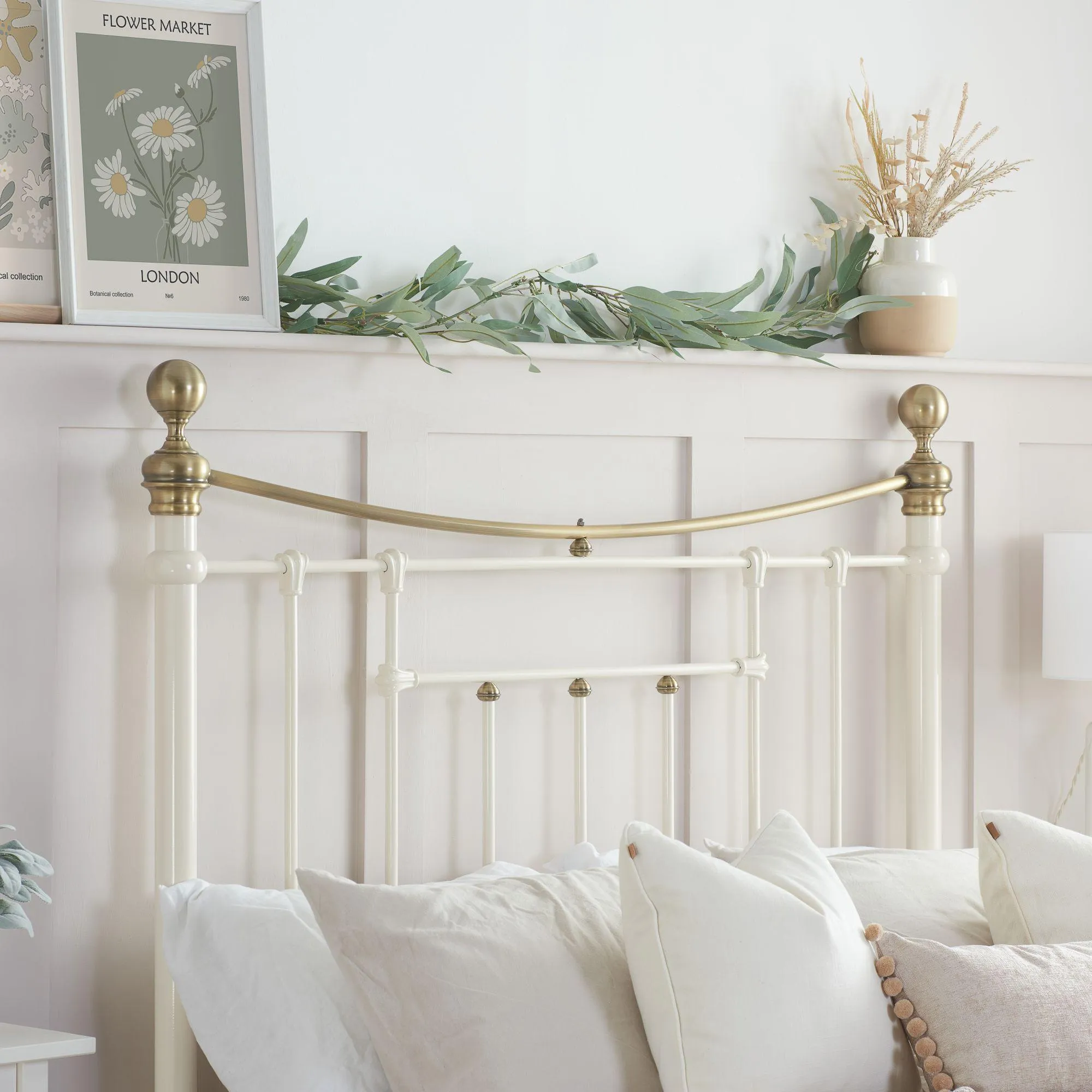 Bronte Double Metal Bed Frame - Cream