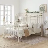 Bronte Double Metal Bed Frame - Cream