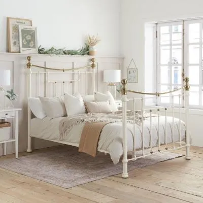 Bronte Double Metal Bed Frame - Cream image