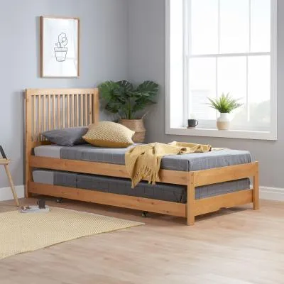 Buxton Single Trundle Bed - Honey Pine image