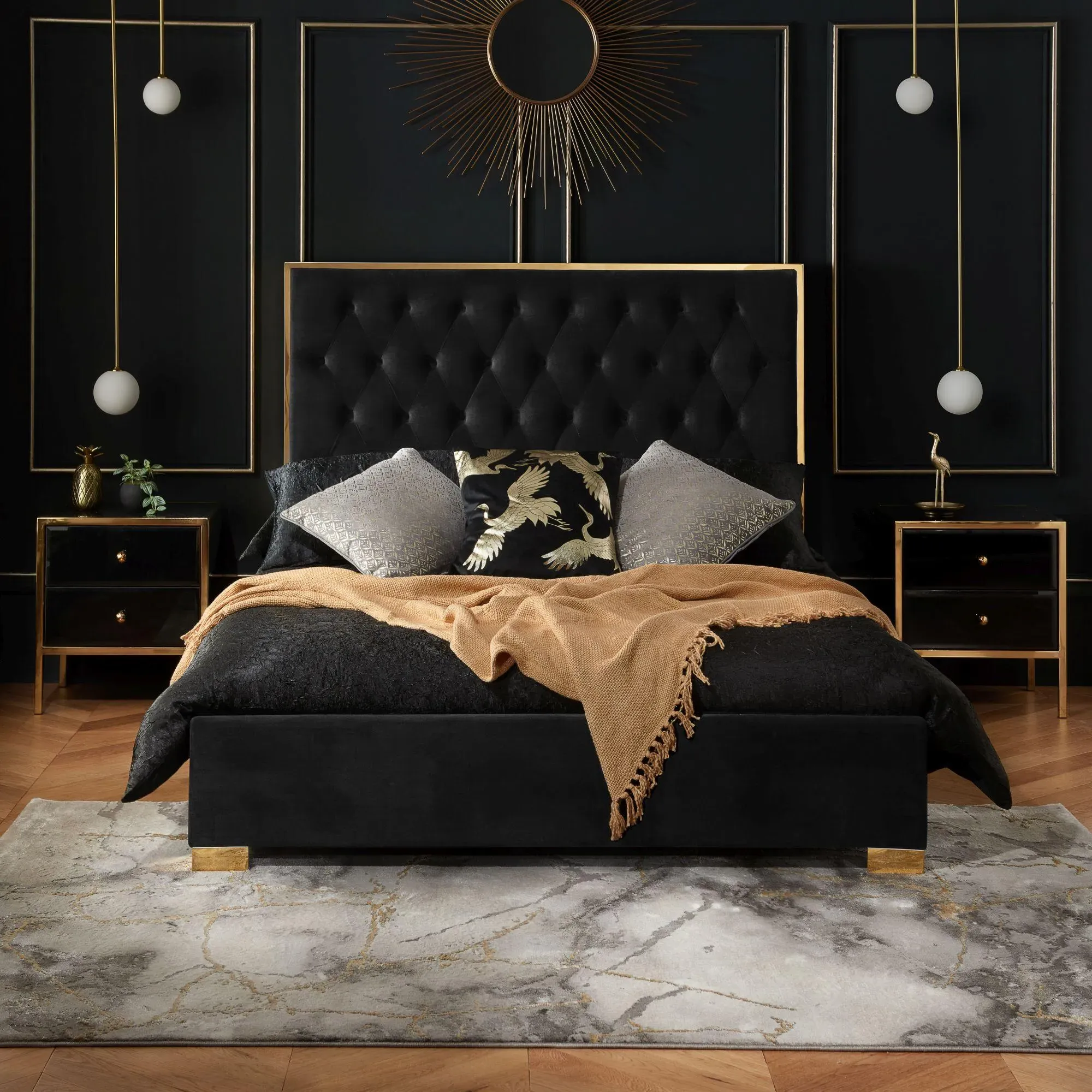 Chelsea Bed Frame - Black, Fabric