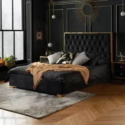 Chelsea Bed Frame - Black, Fabric