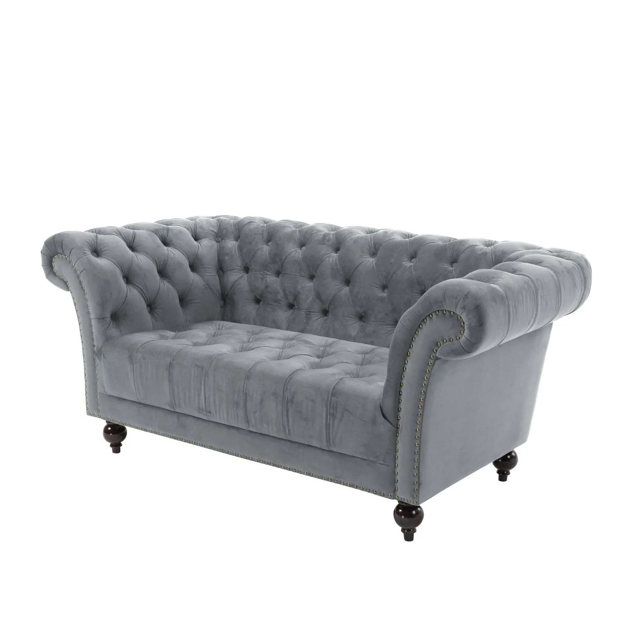 Chester 2-Seater Sofa - Grey, Velvet