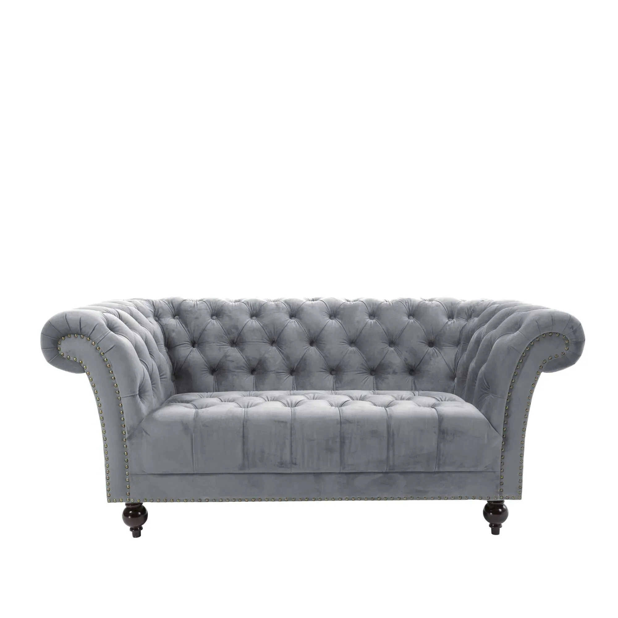 Chester 2-Seater Sofa - Grey, Velvet