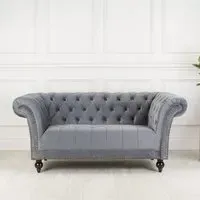 Chester 2-Seater Sofa - Grey, Velvet