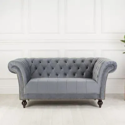 Chester 2-Seater Sofa - Grey, Velvet image