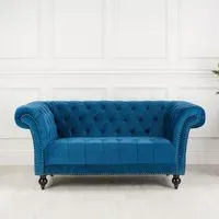 Chester 2-Seater Sofa - Midnight Blue, Velvet