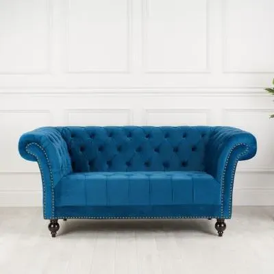 Chester 2-Seater Sofa - Midnight Blue, Velvet
