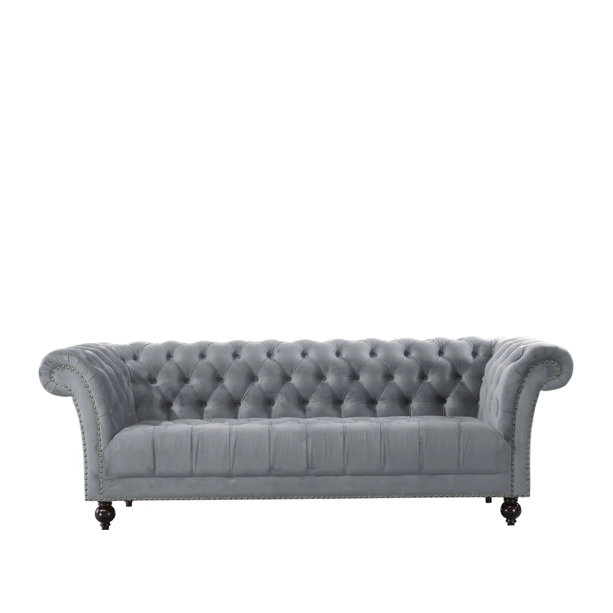 Chester 3-Seater Sofa - Grey, Velvet