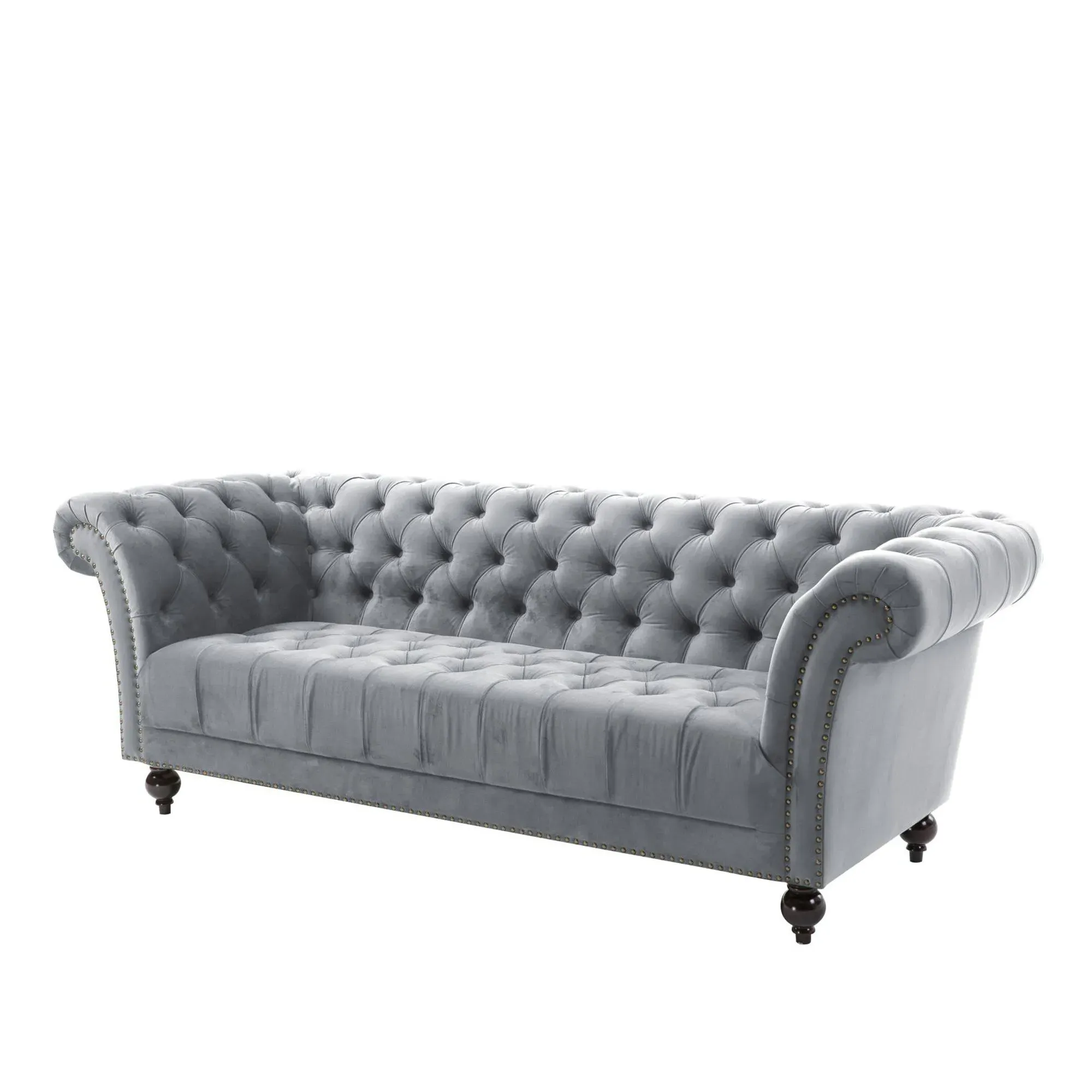 Chester 3-Seater Sofa - Grey, Velvet