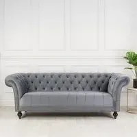 Chester 3-Seater Sofa - Grey, Velvet