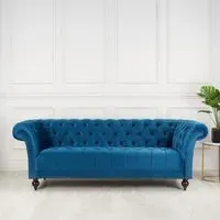 Chester 3-Seater Sofa - Midnight Blue, Velvet
