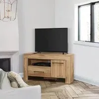 Compton Corner TV Unit with Storage - Oak